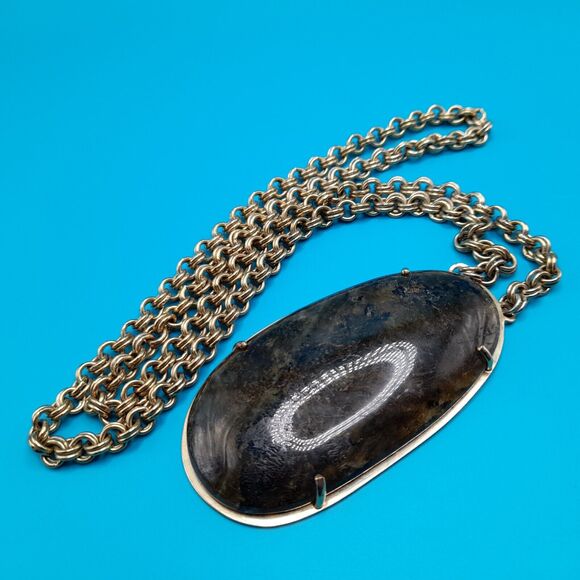 STELLA & DOT Leona Necklace Labradorite Stone Pendant, 30" - Picture 12 of 12